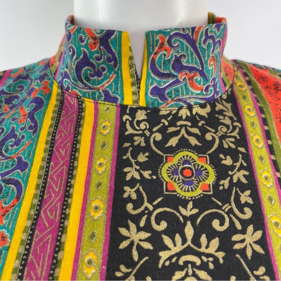 Vintage Judy Knapp Multicolor Striped Blouse Top Back Button Up Size S - Picture 2 of 6